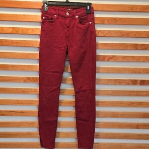 7 For All Mankind Cherry Red Denim Size 25